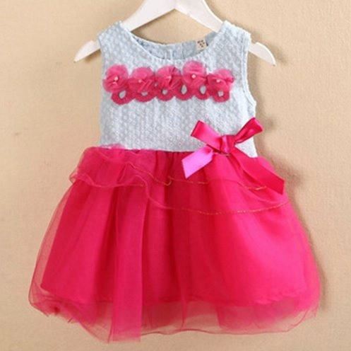 Vestido Flores Y Tul Fucsia Bebe Niña 2 Años Importado Stock