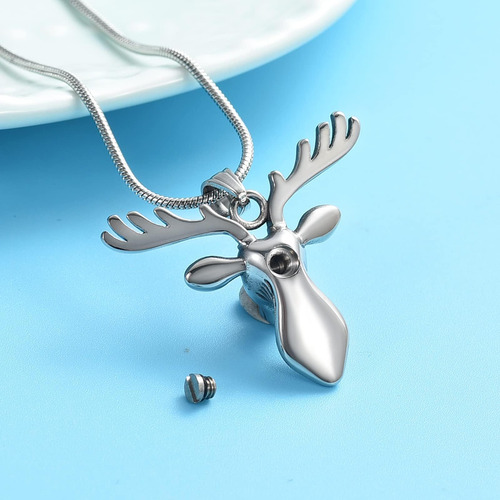 Collar De Urna Con Cabeza De Ciervo Para Cenizas, Joyería De