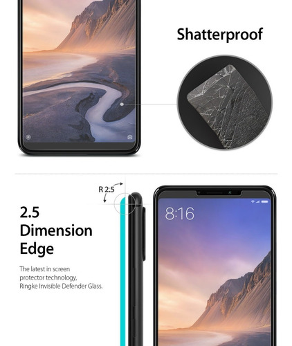 Imagen 7 de 9 de Vidrio Templado Xiaomi Mi Max 3 Ringke Pack X 2 Unidades