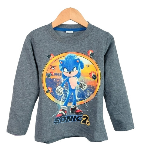 Remera Manga Larga Personajes Niños Sonic Naruto Minecraft 