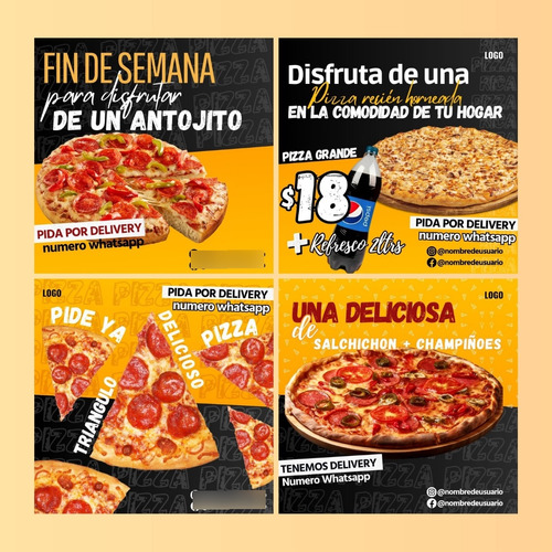 Flyer Publicitarios De Pizzeria, Pizzas, Comida Rapida