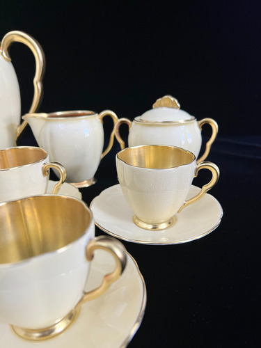 Juego Para Cafe X 6 Carlton Ware England Rita Art Deco C1920 Dorado Rita - Art Deco (Usado)