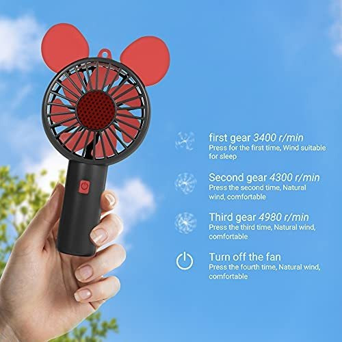 Ventilador Portatil Dibujo Animado Mini Usb Recargable 3
