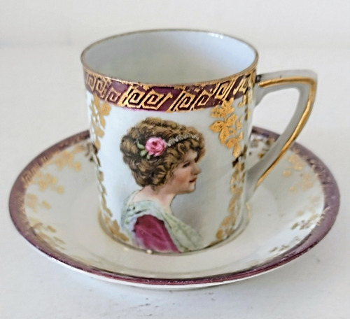 Dúo De Café Demitasse De Porcelana Alemana De Coleccion