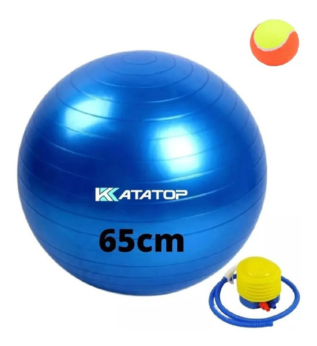 Bola Pilates Yoga Fisioterapia Musculação 65 Cm C/ Bomba Cor Azul