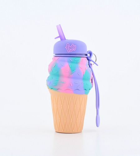 Botella De Silicona Flexible Heladito Lila Footy Original