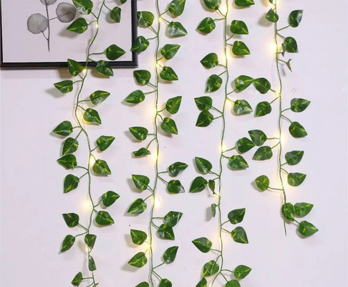Guirnalda De Hojas Mini Hiedra Con Luz Luces Led Cálido 2