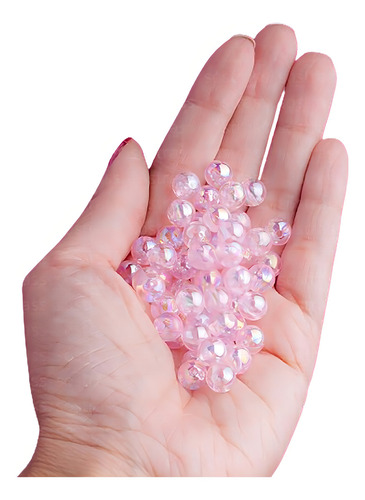 Bola Translucida Irisada 8mm Rosa Bebê. 500g - 1.760 Peças Comprimento 8 Mm Cor Rosa Bebê Diâmetro 8 Mm