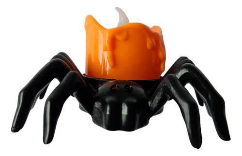 Kit De 4 Arañas Con Vela Led Para Decoración Halloween