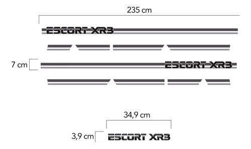 Banda lateral negra Escort Xr3 Mk3 83/86 y pegatina trasera
