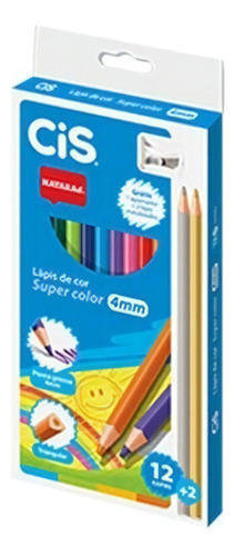 Lápis De Cor Super Color 4mm 12 Cores + 2 - Cis