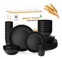 Comprar Juegos De Vajillas De Paja De Trigo Vivahearth De 32 Piezas,