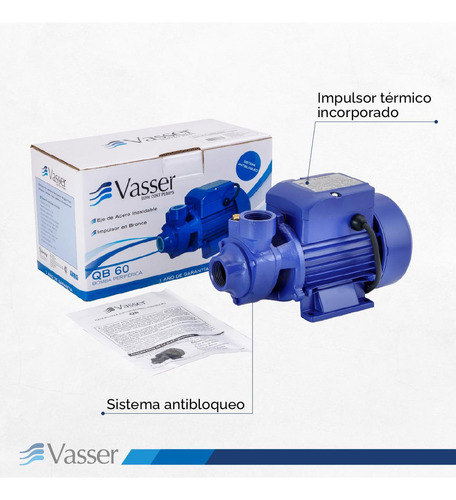Imagen 2 de 7 de Bomba De Agua Periférica Vasser Qb60 0.5hp Monofasica 50hz