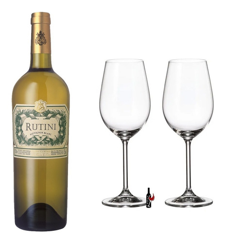 Combo 2 Copas Cristal + 1 Vino Rutini Sauvignon Blanc 750ml