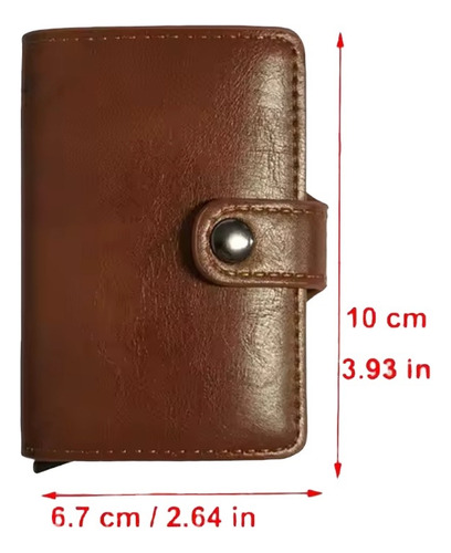 Tarjetero Inteligente Rfid Aluminio Con Cuero Sintético Café Claro Con Broche
