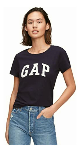 Gap Playera Clásica Con Logotipo Para Mujer, Uniforme Azul