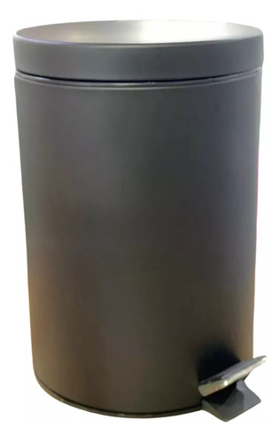 Papelera Acero Inox Negro Mate 5lts Alto 26cm Diámetro 20cm