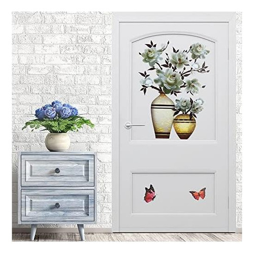 Jarrón 3d Floral Para Pared, Pegatinas Decorativas