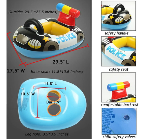 Flotador Bebe 3meses - 6años Salvavidas Inflable Negro