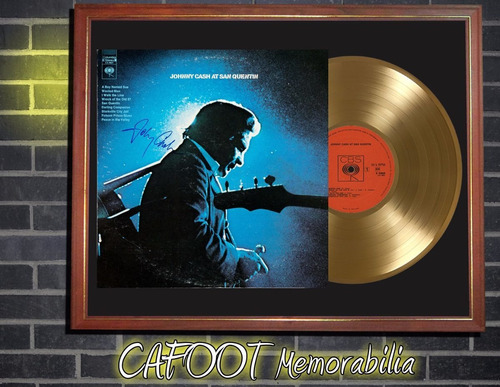 Johny Cash At San Quentin Tapa Firmada Lp Y Disco Oro Marco