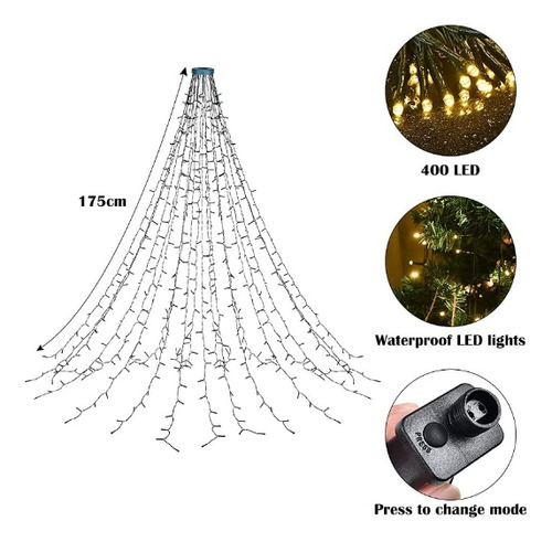 Cadena De Luces Para Árbol De Navidad Con 8 Modos Y Adorno 1