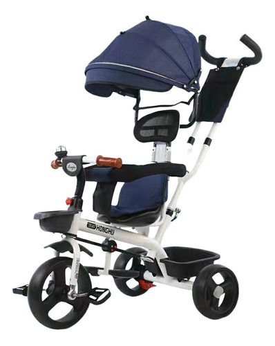 Triciclo Bebe Asiento Giratorio Carriola Toldo Ajustable 2-6 Color Azul