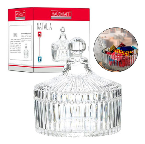 Potiche De Vidro Decorativo Transparente 600ml