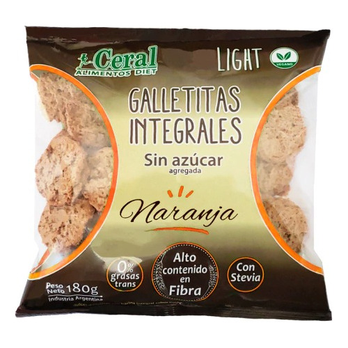 Galletas Integrales De Naranja S/azucar Veganoi Ceral 180g