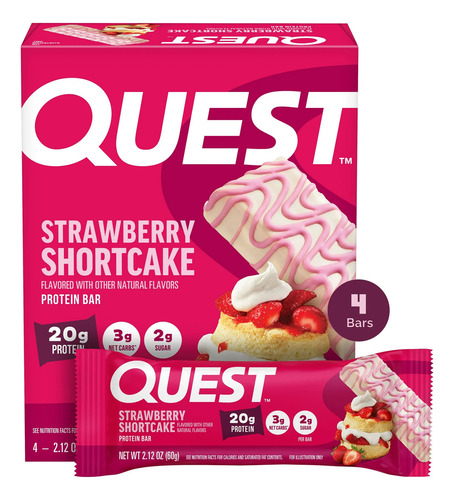 Quest Protein Bar, Strawberry Shortcake, 2.12oz, 4 Ct