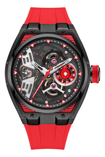 Reloj De Pulsera Minber Para Hombre Universe Collection-44mm Color de la correa Rojo