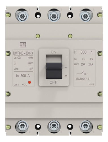 Weg Disjuntor Caixa Moldada 800a 35ka 380v Dwp800l-800-3 *f