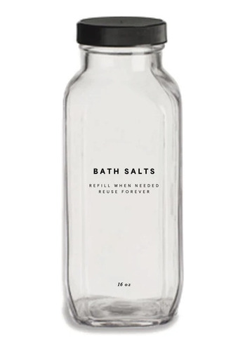 Frasco Francés Vidrio P/ Baño Etiqueta Bath Salts 500ml 