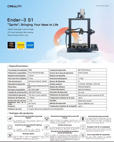 Impresora 3d Creality Ender-3 S1 Sprite
