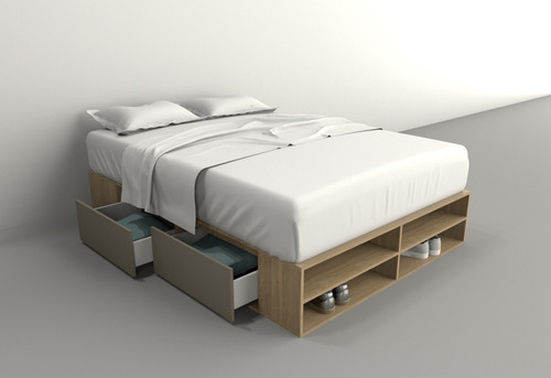 Imagen 5 de 8 de Box De Cama Con Cajonera + Zapatero Organizador Base Somier