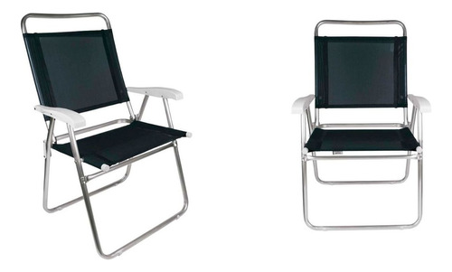 Kit de 2 sillas de playa anatómicas negras Master Plus, color negro