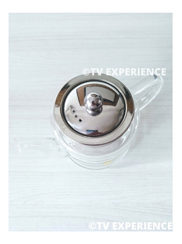 Imagen 10 de 10 de Tetera Vidrio Con Infusor Acero Inox. Para Té Hebras 600 Ml