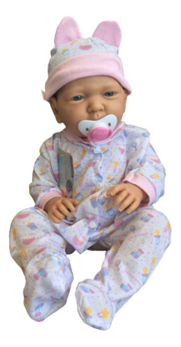 Imagen 4 de 10 de Bebote Real Bebe Reborn 53 Cm Bebote Con Chupete Osito Manta