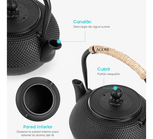 Juego De Teteras De Hierro Fundido De 300ml Tazas De Té De