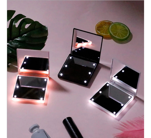 - Mini Espejo De Maquillaje Portátil Plegable Led De Doble
