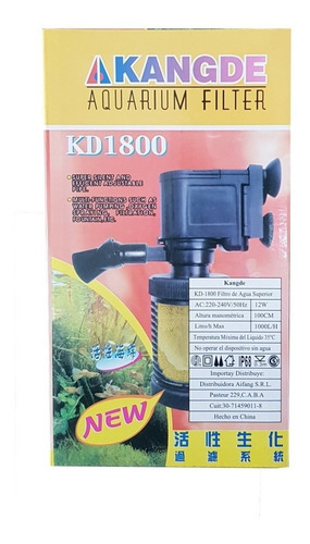 Imagen 6 de 7 de Filtro Peceras Interno Kd 1800 1000l/h Silensioco Potente