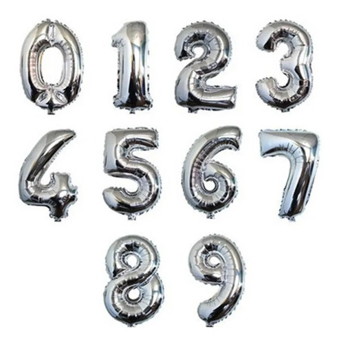 Globos Numeros Plateado 76 Cm No Requieren Helio V Crespo