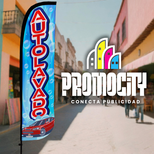 Funda Bandera Publicitar. Promocity Autolavado Burbujas 4x1 Funda Autolavado Burbujas