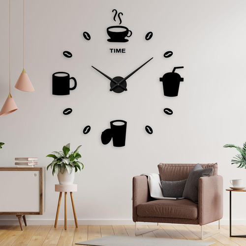 Acrílico Diy 3d Reloj De Pared Pegatinas Taza De Negro