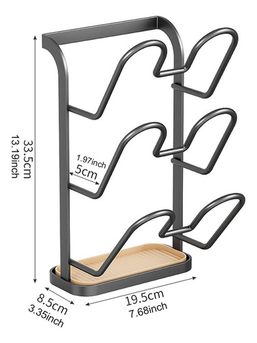 Soporte De Tapa Rack De Almacenamiento De 3 Nivel Gris