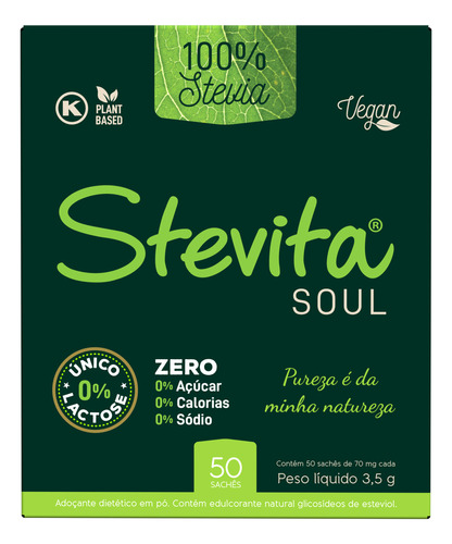 Caixa 50 Sachês Adoçante 70mg Stevita Soul