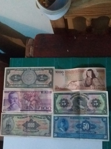 Lote Billetes De México 6 Coleccionables Originales Antiguos