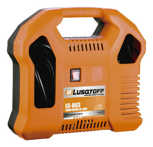 Imagen 1 de 6 de Compresor de aire mini eléctrico portátil Lüsqtoff LC-883 monofásico 180L 0.33hp 220V 50Hz naranja/negro