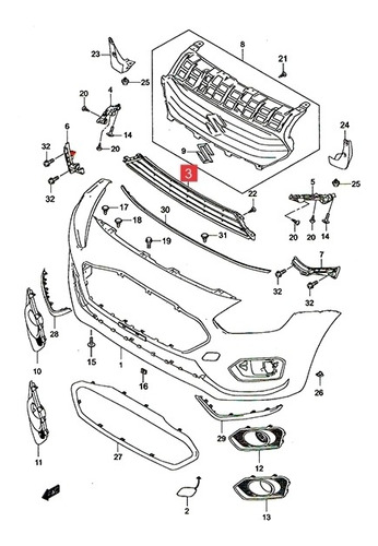 Rejilla Central Parachoq Delt. (inf) Suzuki Swift Dzire 18-