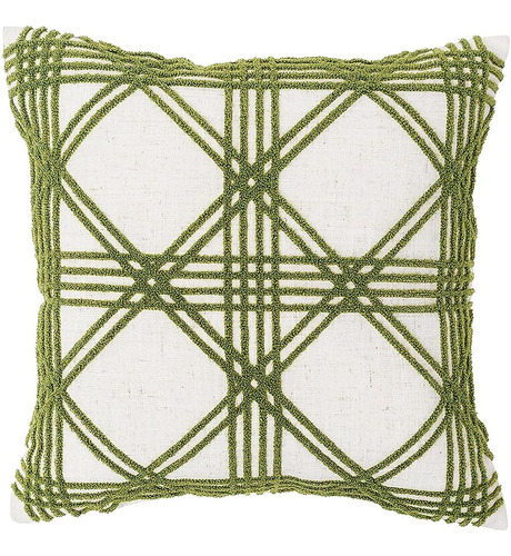 C&f Home Lattice Almohada Con Mechones 17 X 17 Lino