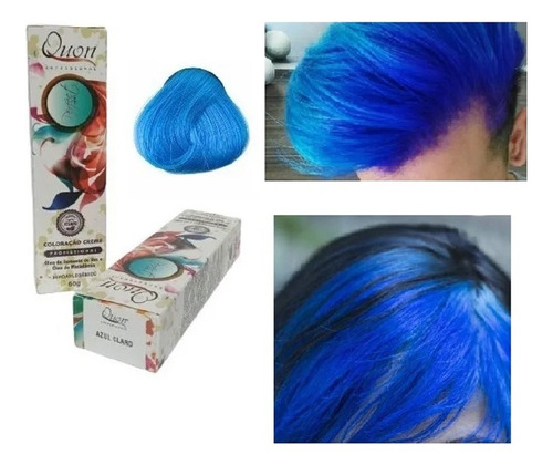  Tinta Azul Claro Royal Quon Coloração Creme Tonalizan Vegan